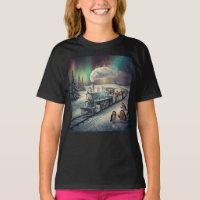 Cute Penguin Polar Express Train Northern Lights