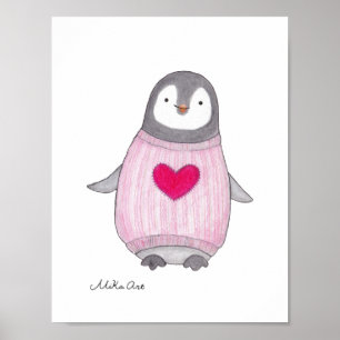 Cute Penguin Poster Penguin Painting Nursery Art