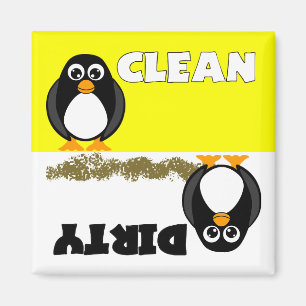 Cute Penguin Propre / Lave-vaisselle sale Magnet