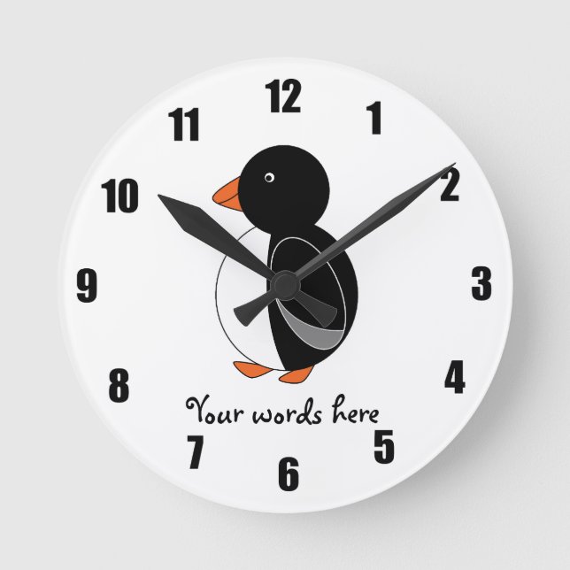 Cute penguin round clock (Front)