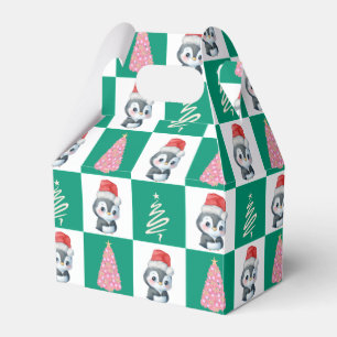 Cute Penguin Santa Merry Christmas tree party Favor Box