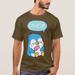 Cute Penguin Says Chill Snowflake Funny T-Shirt
