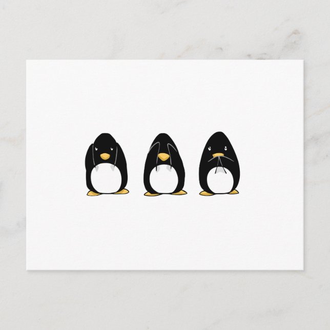 Cute Penguin See Speak Hear No Evil Postcard (Front)