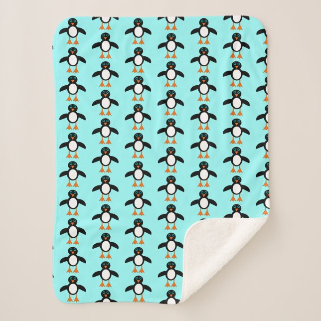 Cute Penguin Sherpa Blanket (Front)