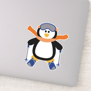 Cute Penguin Ski Christmas Contour