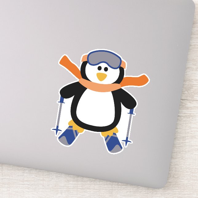 Cute Penguin Ski Christmas Contour (Detail)