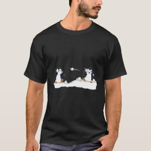 Cute Penguin Snowball Fight Penguins Gift For Chri T-Shirt