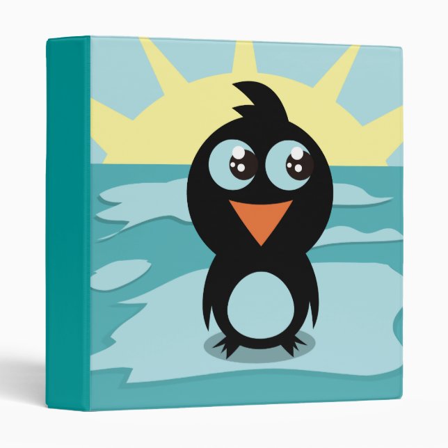 Cute Penguin Standing on Ice Binder (Front/Spine)