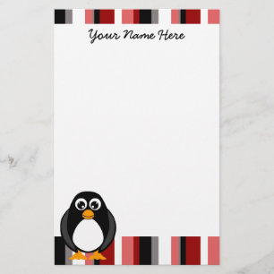 Cute Penguin Stationery - Red