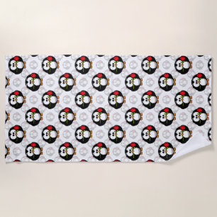 Cute Penguin Surface Pattern Design Print Beach Towel