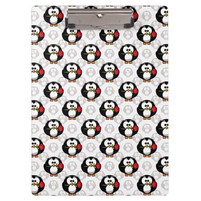 Cute Penguin Surface Pattern Design Print Clipboard (Front)