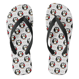 Cute Penguin Surface Pattern Design Print Flip Flops
