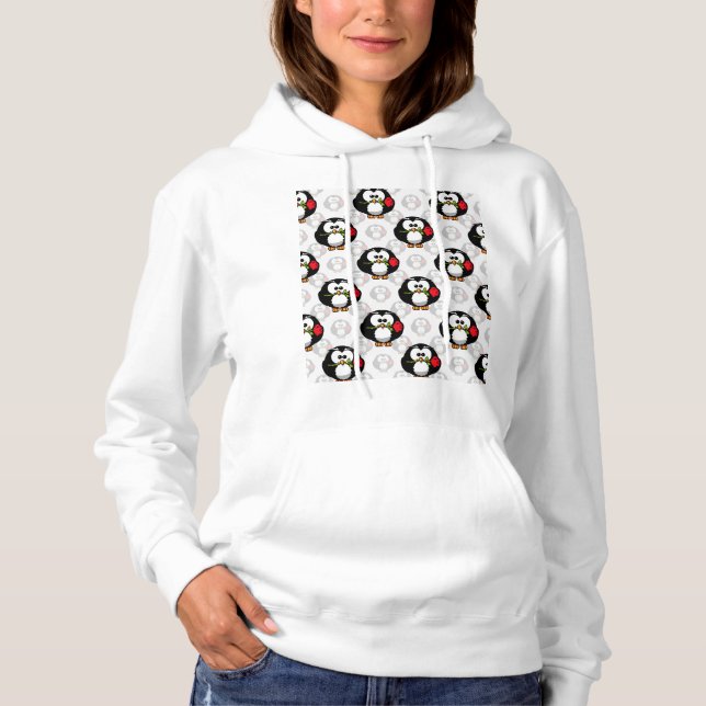 Cute Penguin Surface Pattern Design Print Hoodie (Front)