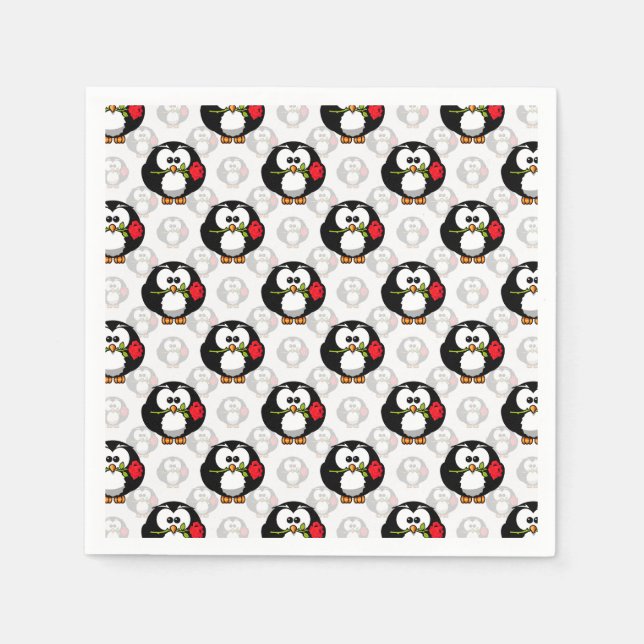 Cute Penguin Surface Pattern Design Print Napkin (Front)