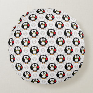 Cute Penguin Surface Pattern Design Print Round Pillow