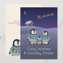 Cute Penguin Sweater Family Modern Christmas Flat