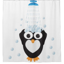 Cute Penguin Taking a Shower