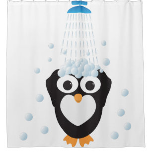 Cute Penguin Taking a Shower