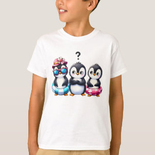 Cute Penguin Trio Illustration T-Shirt