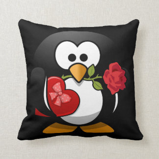 Cute Penguin Valentine Throw Pillow