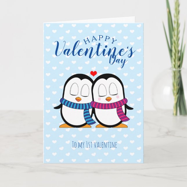Cute Penguin Valentine's Day Card (2) (Front)