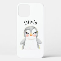 Cute Penguin Watercolor Name Modern