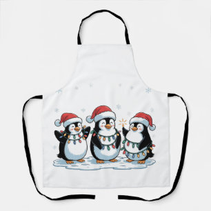 Cute Penguin Wearing Santa Hat Xmas Penguin Lover Apron
