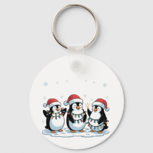 Cute Penguin Wearing Santa Hat Xmas Penguin Lover Keychain