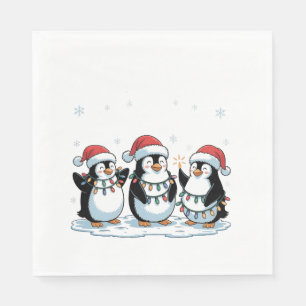 Cute Penguin Wearing Santa Hat Xmas Penguin Lover Napkin