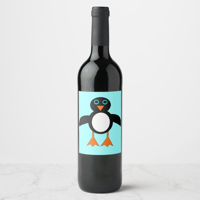 Cute Penguin Wine Bottle Labels (Front)