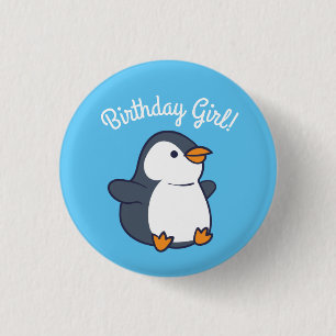 Cute Penguin Winter Kids Birthday Party 1 Inch Round Button