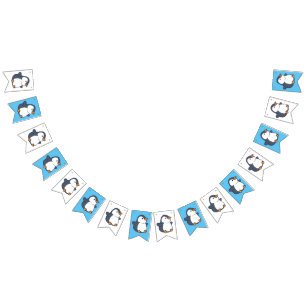 Cute Penguin Winter Kids Birthday Party Bunting Flags