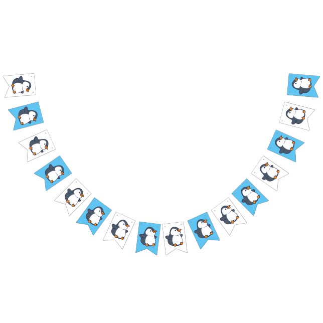 Cute Penguin Winter Kids Birthday Party Bunting Flags (All)