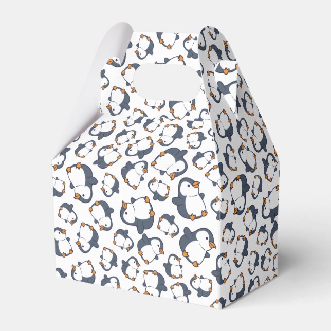Cute Penguin Winter Kids Birthday Party Favor Box (Front Side)