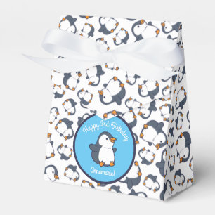 Cute Penguin Winter Kids Birthday Party Favor Box