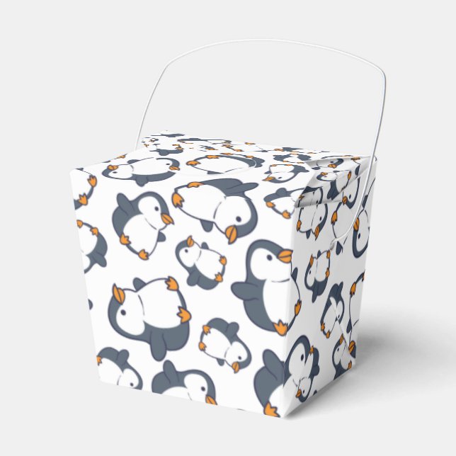 Cute Penguin Winter Kids Birthday Party Favor Box (Front Side)