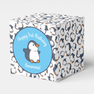 Cute Penguin Winter Kids Birthday Party Favor Box