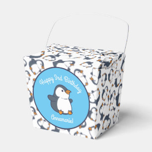 Cute Penguin Winter Kids Birthday Party Favor Box
