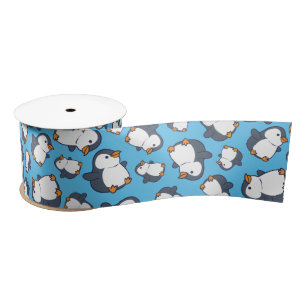 Cute Penguin Winter Kids Birthday Party Satin Ribbon