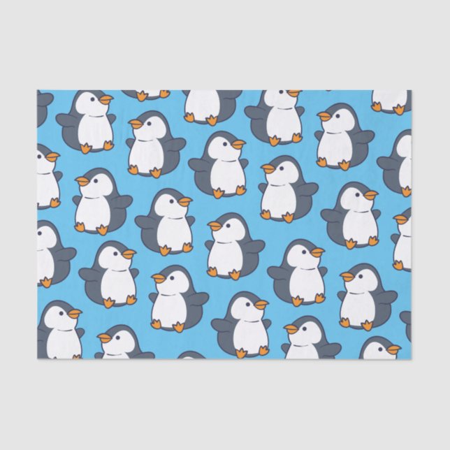 Cute Penguin Winter Kids Birthday Party Tissue Paper (Front)