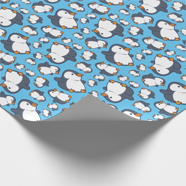 Cute Penguin Winter Kids Birthday Party Wrapping Paper (Corner)