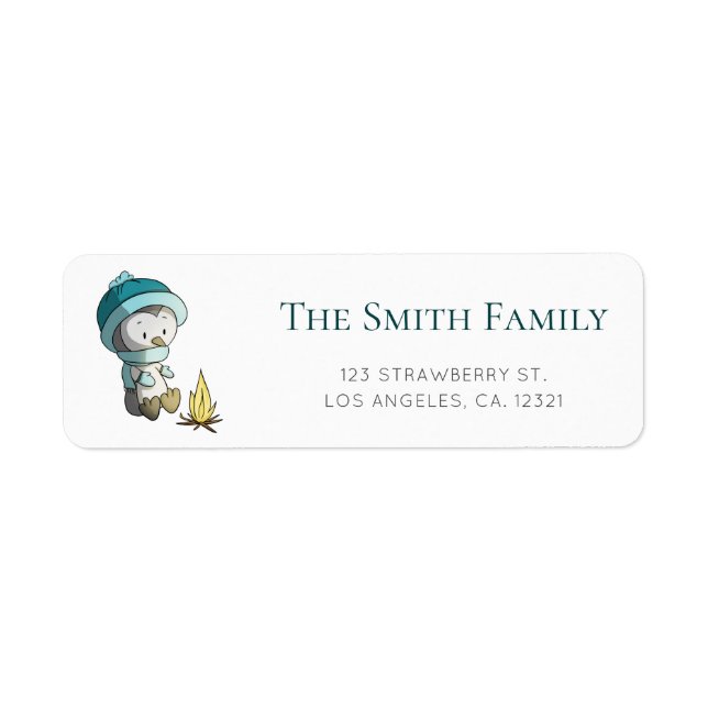 Cute Penguin Winter Return Address (Front)
