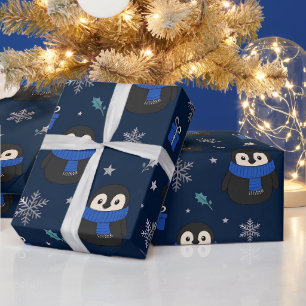 Cute Penguin Winter Wrapping Paper 
