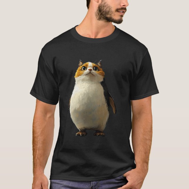 Cute Penguin With A Cat Face T-Shirt (Front)