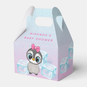 Cute Penguin with Big Eyes Ice Baby girl Shower Favor Box