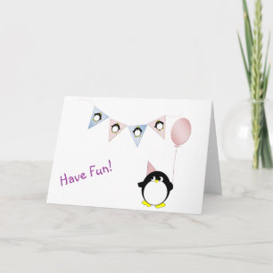 Cute penguin with bunting greeting card