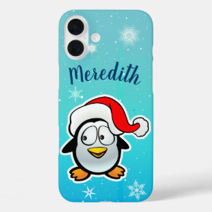 Cute Penguin With Christmas Hat iPhone 16 Plus Case