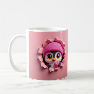 Cute Penguin with Heart - Adorable 3D Mug