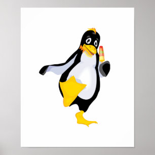 cute penguin with ice cream poster