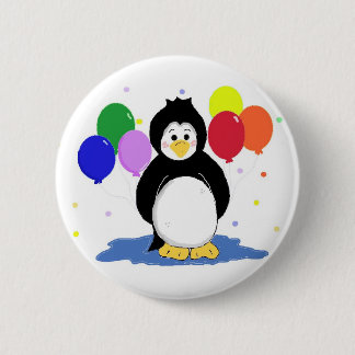 Cute Penguin with Party Balloons 2 Inch Round Button